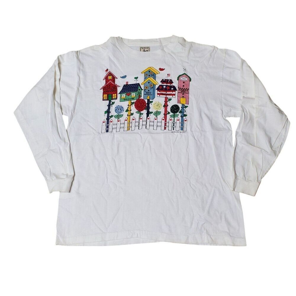 Vtg Alore Womens Sz XL T-Shirt 1995 Vicki Melhart Bird Houses Made USA XL YoYo